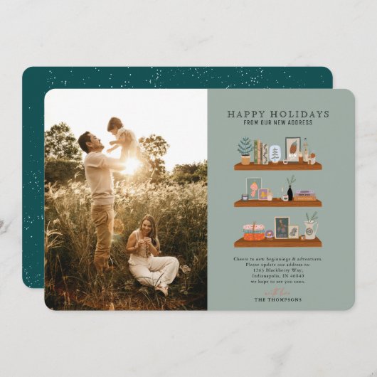 Nouvelle maison Tablettes Faire-part mobile vert P (Devant / Derrière)