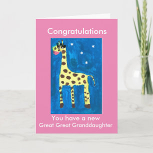 Nouvelle petite-fille carte de girafe