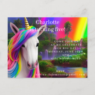 Nouvelle Unicorn Anniversaire Fête Invitation Cart