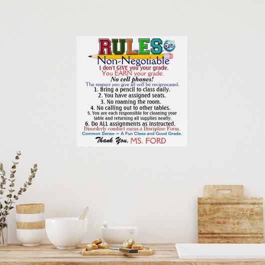 Nouvelle version Affiche de l'enseignant de l'écol (Cuisine)