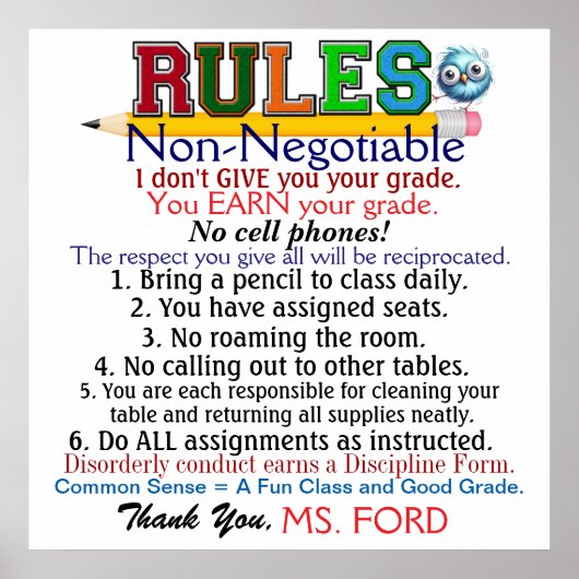 Nouvelle version Affiche de l'enseignant de l'écol (Devant)