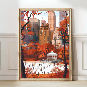 Nouvelle York Illustration Central Park Impression
