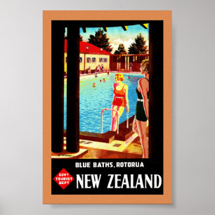 Nouvelle-Zélande Rotorua Affiche Ancienne Restauré