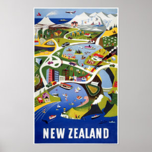 Nouvelle-Zélande Wellington Poster Vintage voyage