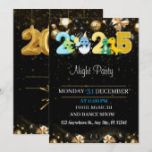 NOUVELLES ANNÉES INVITATION DU PARTI OR NOIR (Devant / Derrière)