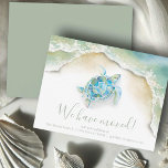 Nouvelles Cartes d'Adresse Tropical<br><div class="desc">Nouvelles Cartes D'Adresse Tropical. Annoncez votre nouveau home sweet home avec mes cartes de faire-part tropicales en mouvement, avec "We Have Moved" dans un style de typographie de script branché qui évoque l'apparence du lettrage manuel. Cette carte élégante présente ma tortue marine d'origine et la végétation tropicale de la monstère....</div>