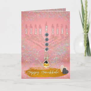 Nouvelles Cartes de Minorah Hanoukka Rose Happy