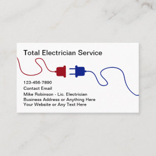 Nouvelles Cartes de Visite d'Électricien Rouge Bla