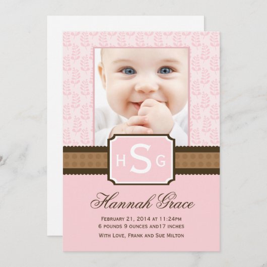 Nouvelles cartes Faire-part pour bébés (Devant / Derrière)