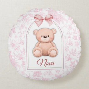Nova Aangepaste Roze Teddybeer Nursery Design Rond Kussen