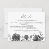 NOVA Elegant Gothic Black Floral Wedding Details Kaart (Voorkant)