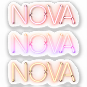 Nova-naam in neonverlichting x3 sticker