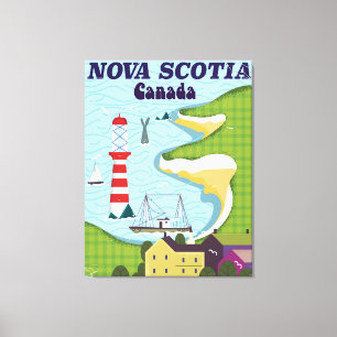 Nova Scotia Canada Vintage Travel poster Canvas Afdruk