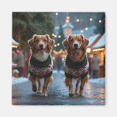 Nova Scotia Duck Toller Christmas Snow Holiday Magneet (Voorkant)