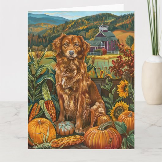 Nova Scotia Duck Toller Dog Herfst Thanksgiving Kaart (Voorkant)