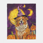 Nova Scotia Duck Toller Halloween Witch Pumpkin Fleece Deken (Voorkant)