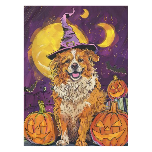 Nova Scotia Duck Toller Halloween Witch Pumpkin Tafelkleed (Voorkant)