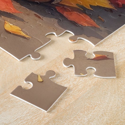 Nova Scotia Duck Toller Herfstbladeren Thanksgivin Legpuzzel (Zijkant)