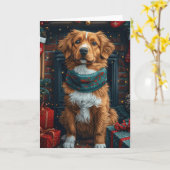 Nova Scotia Duck Toller kerstcadeaus open haard Kaart (Gele Bloem)