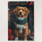 Nova Scotia Duck Toller kerstcadeaus open haard Legpuzzel (Verticaal)