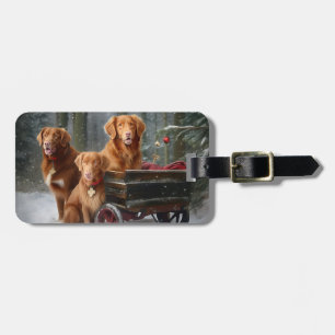 Nova Scotia Duck Toller Retriever Sneeuw slee Bagagelabel