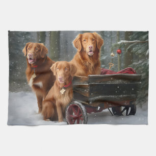Nova Scotia Duck Toller Retriever Sneeuw slee Theedoek
