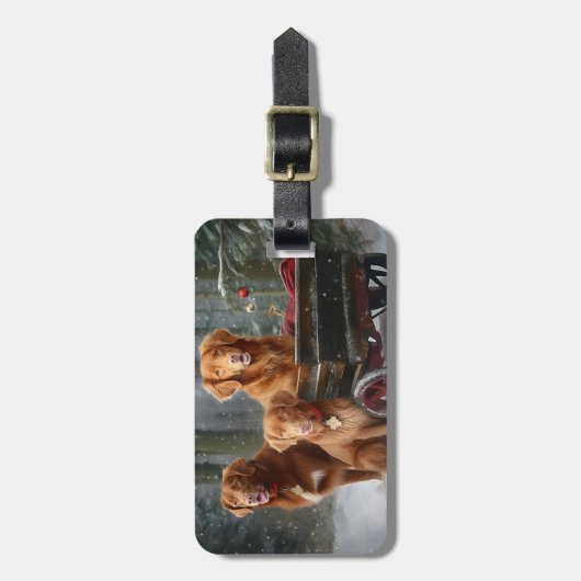 Nova Scotia Duck Toller Retriever Sneeuwslee Bagagelabel (Voorkant verticaal)