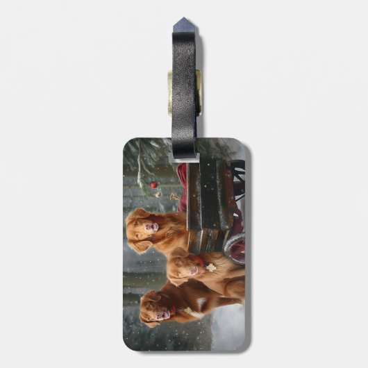 Nova Scotia Duck Toller Retriever Sneeuwslee Bagagelabel (Achterkant verticaal)