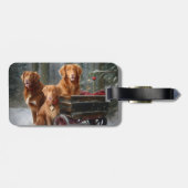 Nova Scotia Duck Toller Retriever Sneeuwslee Bagagelabel (Achterkant horizontaal)