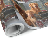Nova Scotia Duck Toller Retriever Sneeuwslee Cadeaupapier (Rol Hoek)