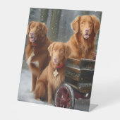 Nova Scotia Duck Toller Retriever Sneeuwslee Reclamebord Met Voetstuk (Voorkant)