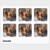Nova Scotia Duck Toller Retriever Sneeuwslee Vierkante Sticker (Vel)