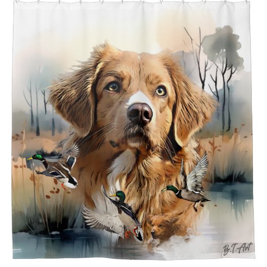 Nova Scotia Duck Tolling Retriever, Art Douchegordijn (Voorkant)