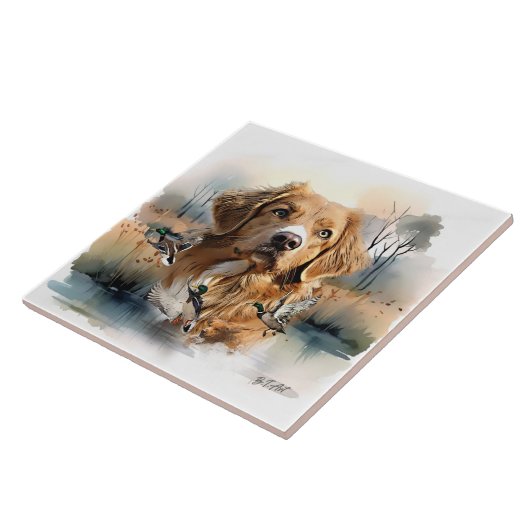Nova Scotia Duck Tolling Retriever, Art Tegeltje (Zijkant)