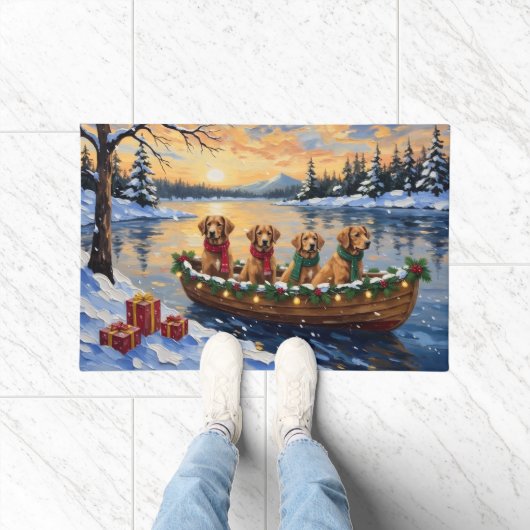 Nova Scotia Duck Tolling Retriever Christmas Boat Deurmat (Binnen)