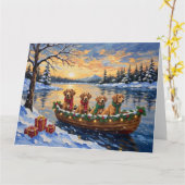 Nova Scotia Duck Tolling Retriever Christmas Boat Kaart (Gele Bloem)