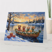 Nova Scotia Duck Tolling Retriever Christmas Boat Kaart (Voorkant)