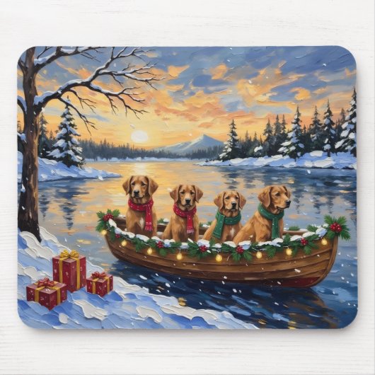 Nova Scotia Duck Tolling Retriever Christmas Boat Muismat (Voorkant)