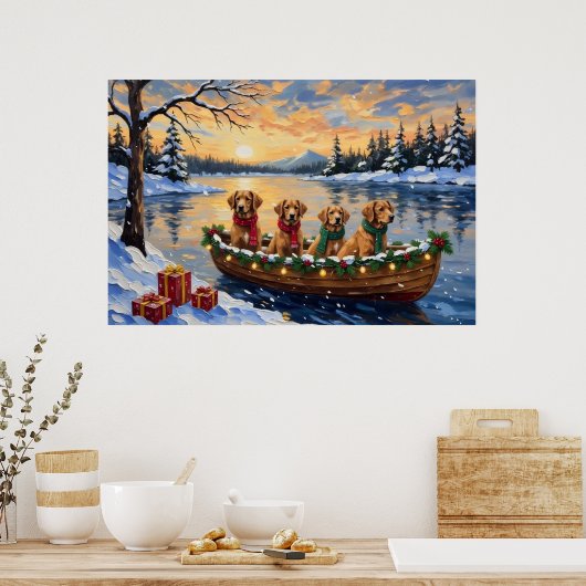 Nova Scotia Duck Tolling Retriever Christmas Boat Poster (Keuken)