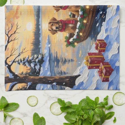 Nova Scotia Duck Tolling Retriever Christmas Boat  Theedoek (Gevouwen)