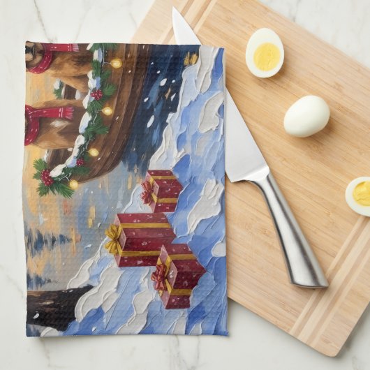 Nova Scotia Duck Tolling Retriever Christmas Boat  Theedoek (Quarter Fold)