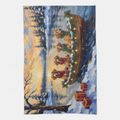Nova Scotia Duck Tolling Retriever Christmas Boat  Theedoek (Verticaal)