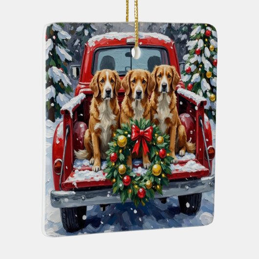 Nova Scotia Duck Tolling Retriever Christmas Red Keramisch Ornament (Rechts)