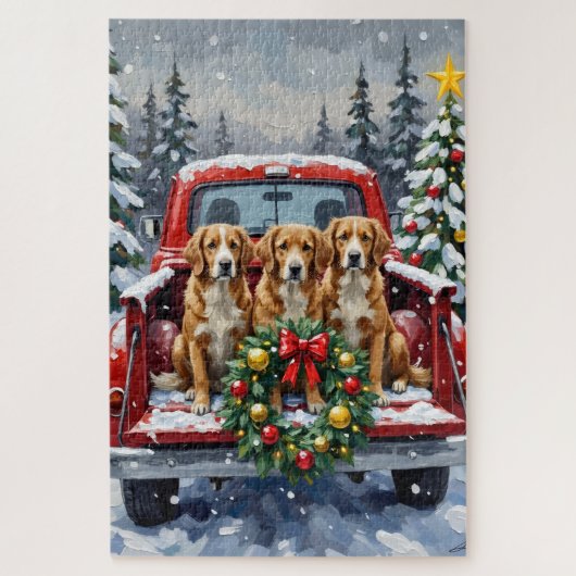 Nova Scotia Duck Tolling Retriever Christmas Red Legpuzzel (Verticaal)