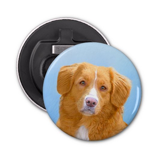 Nova Scotia Duck Tolling Retriever Dog Painting Button Flesopener (Voorkant)