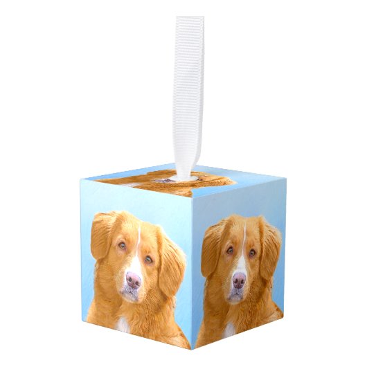 Nova Scotia Duck Tolling Retriever Dog Painting Kubus Ornament (Voorkant hoekig)