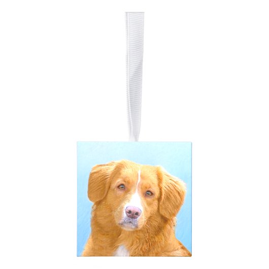 Nova Scotia Duck Tolling Retriever Dog Painting Kubus Ornament (Rechts)