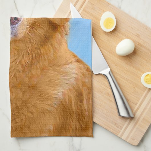 Nova Scotia Duck Tolling Retriever Dog Painting Theedoek (Quarter Fold)