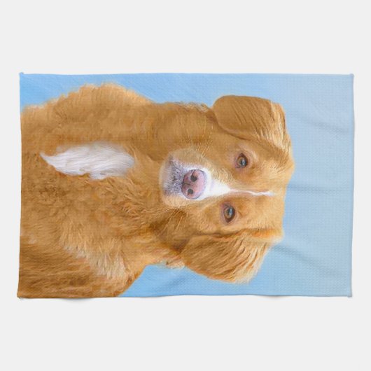 Nova Scotia Duck Tolling Retriever Dog Painting Theedoek (Horizontaal)