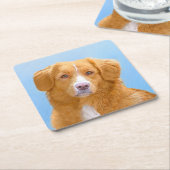 Nova Scotia Duck Tolling Retriever Dog Painting Vierkante Kartonnen Onderzetter (Schuin)
